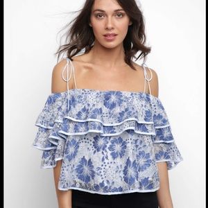 Rebecca Minkoff Dena Blue Lace Blouse